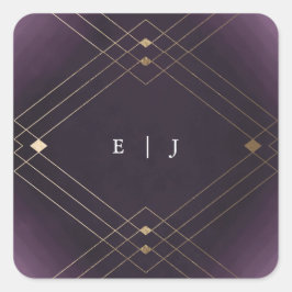 Adesivo Quadrado Casamento Geométrico Deco Gatsby, Dourado Diamond