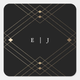 Adesivo Quadrado Casamento Geométrico Deco Gatsby Dourado Negro Dia