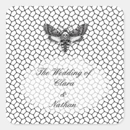 Adesivo Quadrado Casamento Gótico do Crânio Materno - Elegante Escu