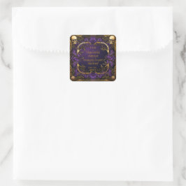 Adesivo Quadrado Casamento Gótico Elegante Monograma de Amor Ortogr