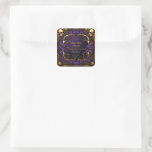 Adesivo Quadrado Casamento Gótico Elegante Monograma de Amor Ortogr