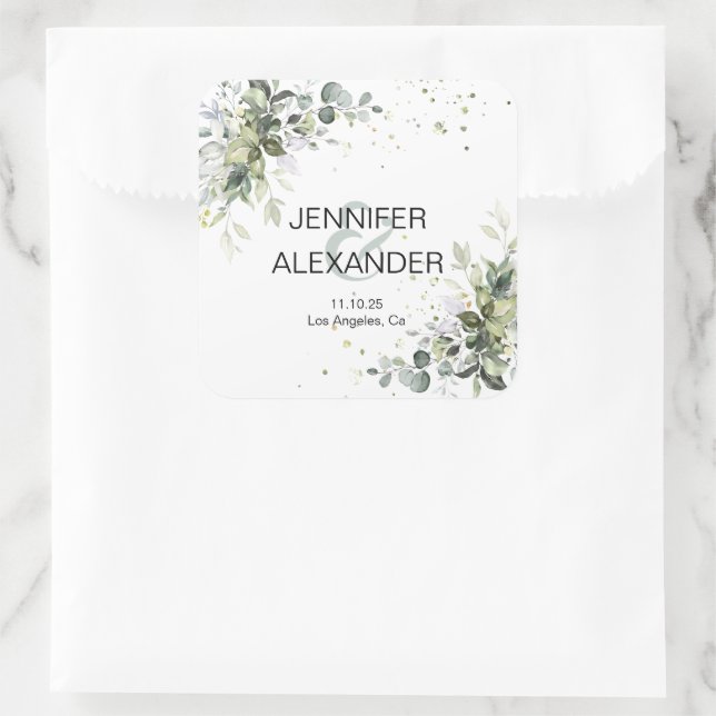 Adesivo Quadrado Casamento Greenery (Bolsa)