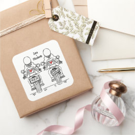 Adesivo Quadrado Casamento Lésbico De Motocicletas Personalizado De