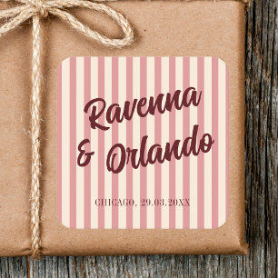 Adesivo Quadrado Casamento Listras Rosa Bege Borgonha Retro