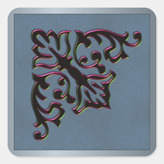 Adesivo Quadrado Casamento Metálico Teal e Crimson (Frente)