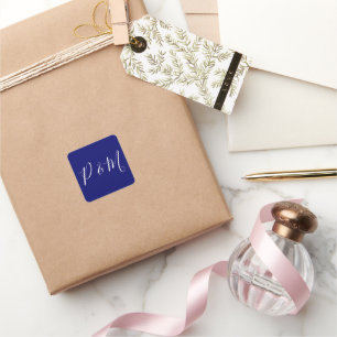 Adesivo Quadrado Casamento Minimalista Azul Índigo e Branco