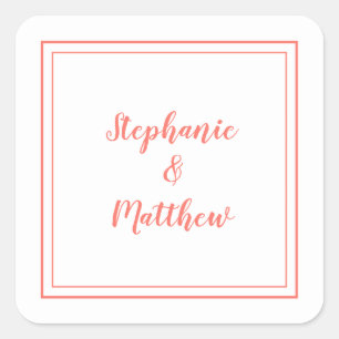 Adesivo Quadrado Casamento Minimalista Favor Moderno Agradecimento