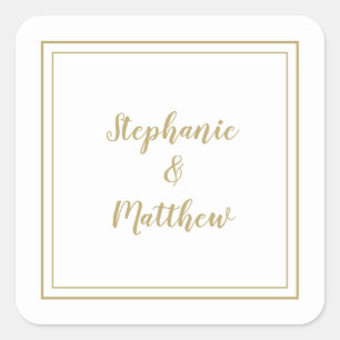 Adesivo Quadrado Casamento Minimalista Favor Moderno Obrigada Doura