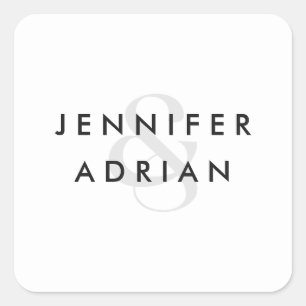 Adesivo Quadrado Casamento Mínimo Branco Moderno Elegante