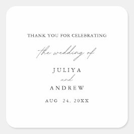 Adesivo Quadrado Casamento mínimo de guião preto e branco