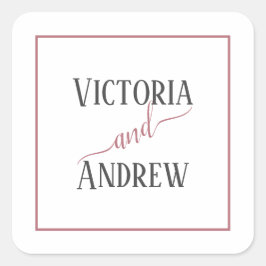 Adesivo Quadrado Casamento Mínimo de Script Dourado Moderno