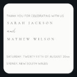 Adesivo Quadrado Casamento Mínimo de Tipografia Branca e Preta<br><div class="desc">Se precisar de mais alguma personalização,  por favor,  sinta-se à vontade para me enviar uma mensagem em yellowfebstudio@gmail.com.</div>
