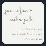 Adesivo Quadrado Casamento Mínimo de Tipografia de Script Branco Pr<br><div class="desc">Se precisar de mais alguma personalização,  por favor,  sinta-se à vontade para me enviar uma mensagem em yellowfebstudio@gmail.com.</div>