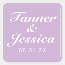 Adesivo Quadrado Casamento Mínimo Moderno e Púrpura Branca