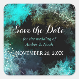 Adesivo Quadrado Casamento Místico Floresta Salve a Data