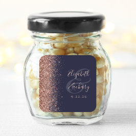 Adesivo Quadrado Casamento Moderno com Brilho de Ouro Rosa Azul Esc