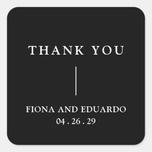 Adesivo Quadrado Casamento Moderno com Monograma Negro Fiona