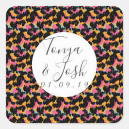 Adesivo Quadrado Casamento Moderno de Cheetah Impressão Pattern Col