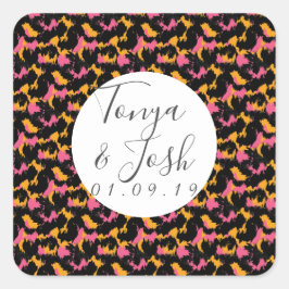 Adesivo Quadrado Casamento Moderno de Cheetah Impressão Pattern Col