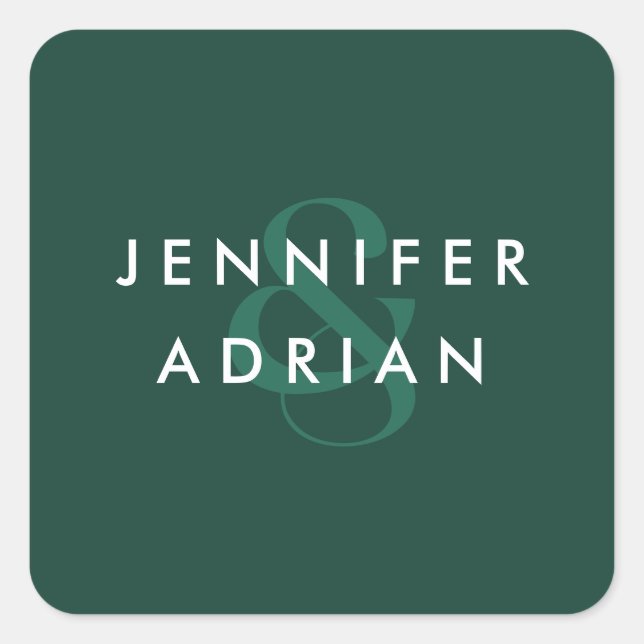 Adesivo Quadrado Casamento Moderno Elegante Minimal Brunswick Verde (Frente)