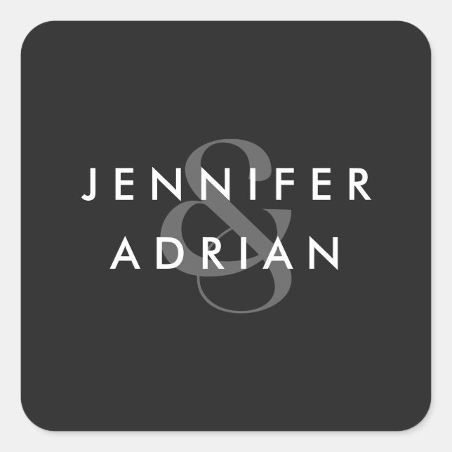 Adesivo Quadrado Casamento Moderno Elegante Mínimo Eerie Black (Frente)