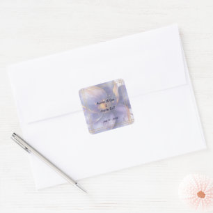 Adesivo Quadrado Casamento Moderno Minimalista Dourado e Roxo