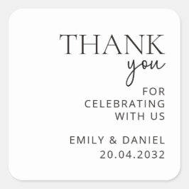 Adesivo Quadrado Casamento moderno Obrigado Sticker