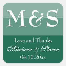 Adesivo Quadrado Casamento Moderno Simples Chic Script Verde Esmera