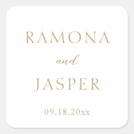 Adesivo Quadrado Casamento Moderno Simples e Dourado