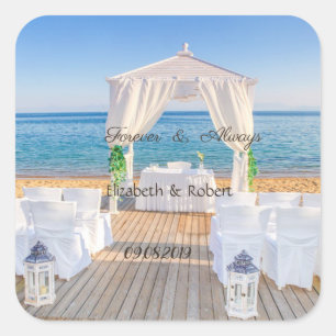 Adesivo Quadrado Casamento na Praia Tropical Arbor