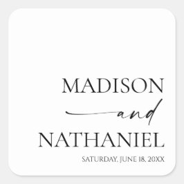 Adesivo Quadrado Casamento Negra Branco Elegante Moderno Minimalist