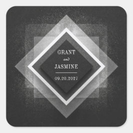 Adesivo Quadrado Casamento Negra Elegante com Sobreposição Geométri