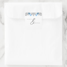 Adesivo Quadrado Casamento no inverno Silver Blue Snowflakes
