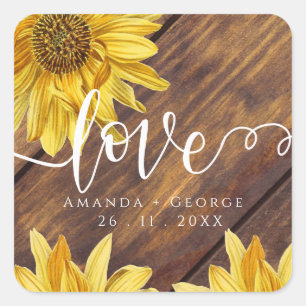 Adesivo Quadrado Casamento outono De Amor Amarelo De Girassol De Ma