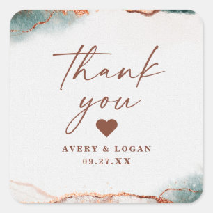 Adesivo Quadrado Casamento outono Modern Abstrato Terra Cotta Obrig