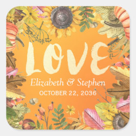 Adesivo Quadrado Casamento outono Obrigado Mapeamento de Outono Dei