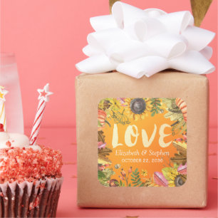 Adesivo Quadrado Casamento outono Obrigado Mapeamento de Outono Dei