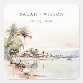 Adesivo Quadrado Casamento paisagístico de Montego Bay Jamaica