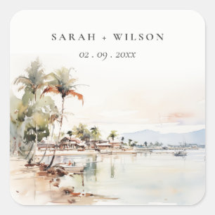 Adesivo Quadrado Casamento paisagístico de Montego Bay Jamaica