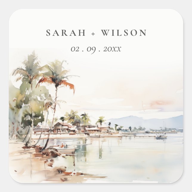 Adesivo Quadrado Casamento paisagístico de Montego Bay Jamaica (Frente)