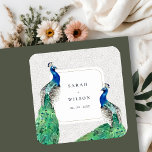 Adesivo Quadrado Casamento Peacock de Aquarela com Ornamentado Clás<br><div class="desc">Coleção Peacock de Aquarela com Ornamentado clássico - é uma elegante aquarela Ilustração de pavão brilhante colorido, com uma borda de ornamentado. Perfeito para seu casamento clássico moderno e festas. É muito fácil personalizar, com seus detalhes pessoais. Se você precisar de outro produto ou personalização correspondente, por gentileza, envie uma...</div>