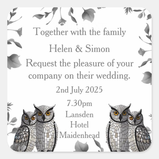 Adesivo Quadrado Casamento Personalizado (Frente)