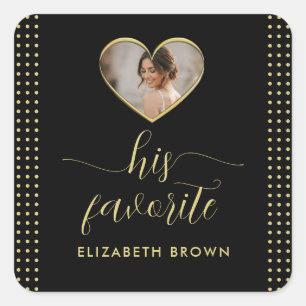 Adesivo Quadrado Casamento personalizado com bolinhas douradas e pr