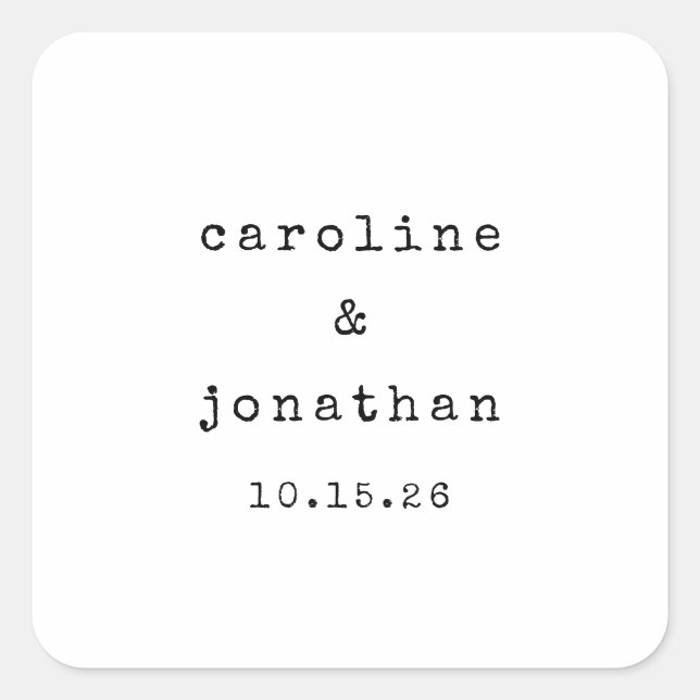 Adesivo Quadrado Casamento Personalizado da Máquina de Digitalizaçã (Frente)