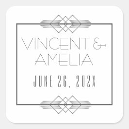 Adesivo Quadrado Casamento Personalizado de Deco de Arte Minimalist