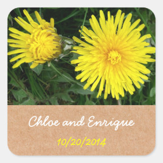 Adesivo Quadrado Casamento Personalizado de Dois Dandelions