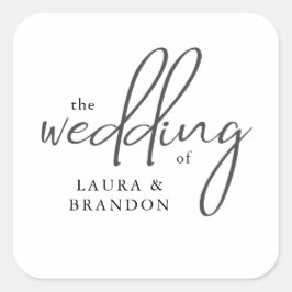 Adesivo Quadrado Casamento Personalizado de Script Manuscrito Moder