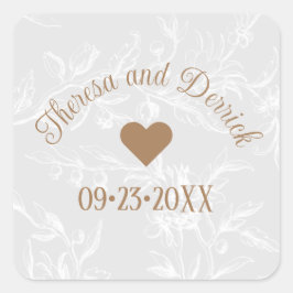 Adesivo Quadrado Casamento Personalizado Do Rastreamento Floral Do 