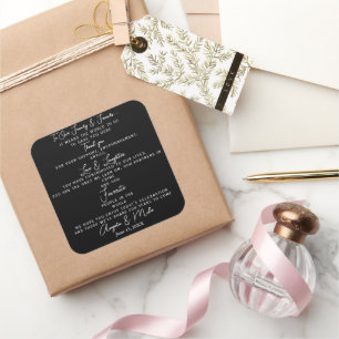 Adesivo Quadrado casamento personalizado Obrigado por Elegant White