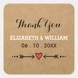 Adesivo Quadrado Casamento Pink Sweethearts & Arrows Square Obrigad